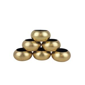 Set of 6 Gold Acrylic Round Napkin Rings Metallic